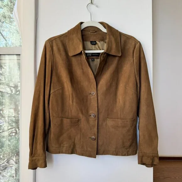 Vintage 90s Suede Leather Jacket Brown DAF David Fahner Medium - Picture 3 of 10